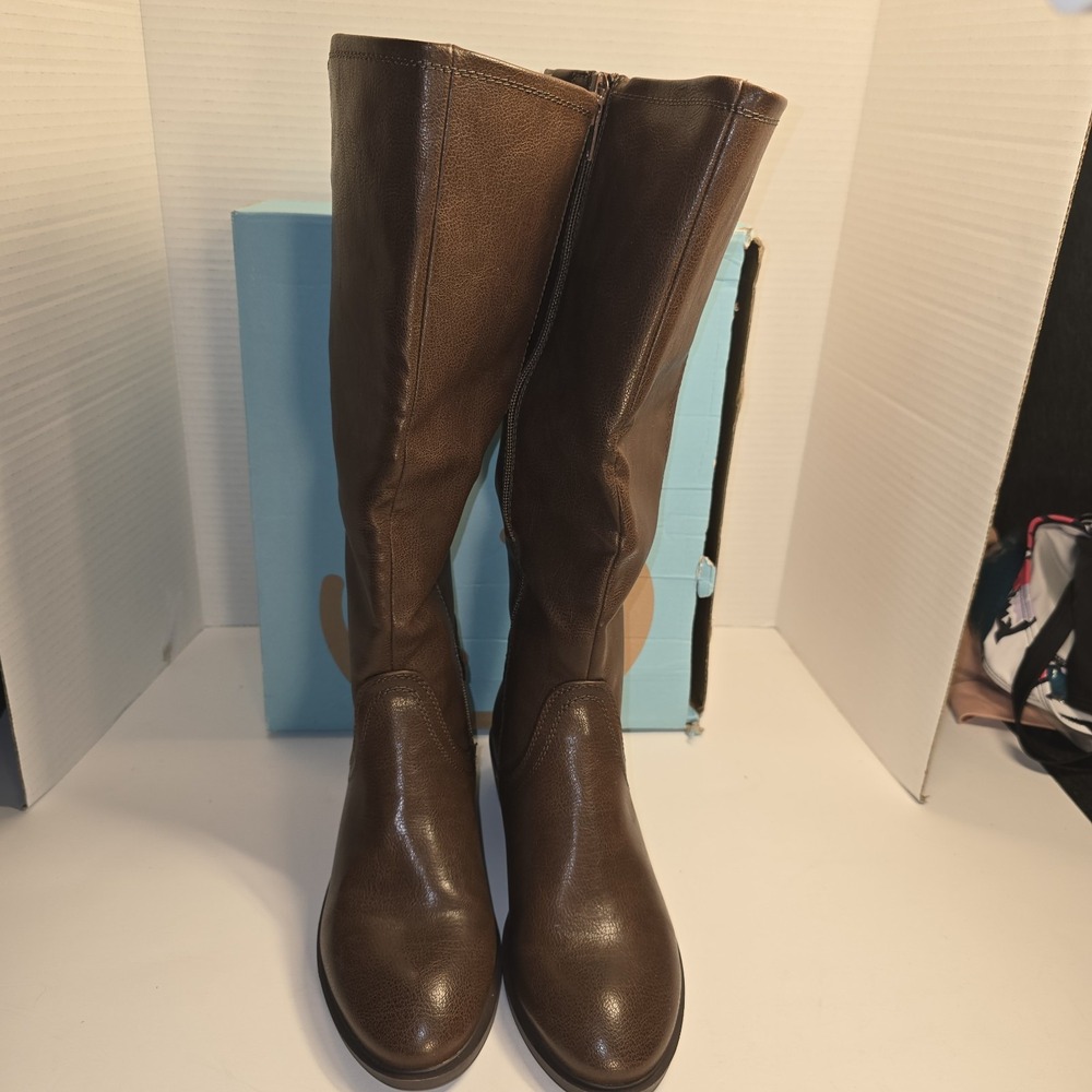 Barrington Nena WC Dark Brown Wide Shaft Knee High Boots‎ Women's 6.5W